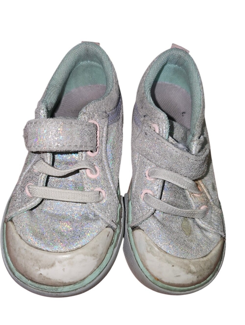See Kai Run Kids Glitter Slip-On Sneakers in Silver and Mint